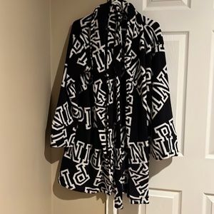 Plush Robe Black with white Pink logo